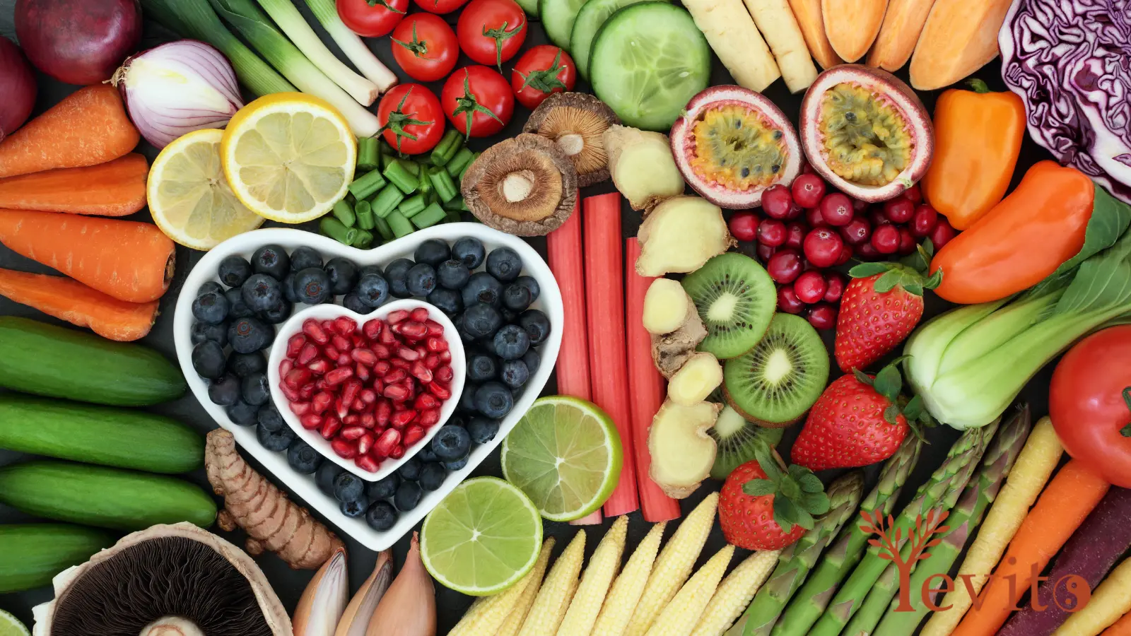 Ganzheitliche ErnĂ€hrung mit frischem Obst und GemĂŒse als Grundlage der 5-Elemente-Lehre