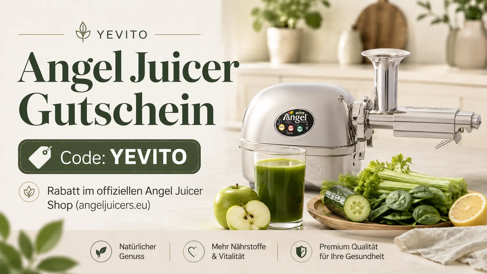 🏷️ Angel Juicer Gutscheincode YEVITO: Rabatt im offiziellen Shop sichern!